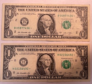 2 Different $1 Star Notes (B05977436,H02156492)