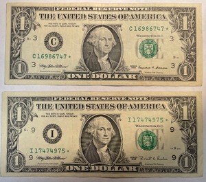 2 Different $1 Star Notes (I17474975, C16986747)