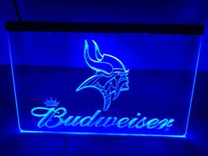 Lighted Minnesota Vikings Budweiser Sign 7 x 11 inch