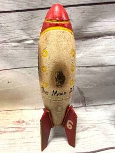 Cast Iron Rocket Ship Bank 9 inch Tall
