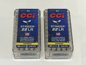 100 Rounds .22 Copper Plated Hollow Point Ammo Ammunition