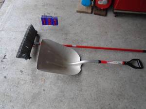 Aluminum shovel & broom. As shown.
