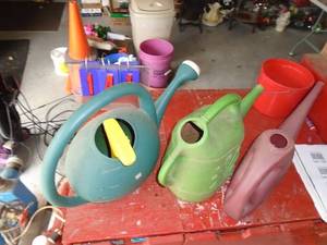 Watering cans & hose end. As shown.