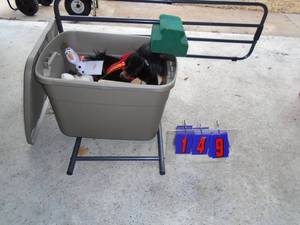 Bed fence & tub of misc plushes including TY. As shown.
