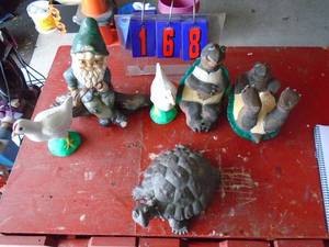 Group of misc yard figurines. As shown.