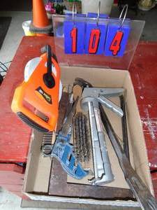 Flat of pry bars, 100 tape & misc. As shown.