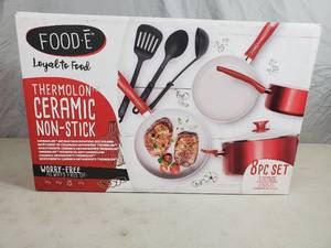 lot 31 image: New Food-E Thermolon Ceramic Non-Stick 8 Piece Pan Set