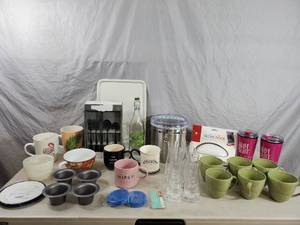 lot 188 image: Large Lot of New Kitchen Items, Silverware, Mug Set, More