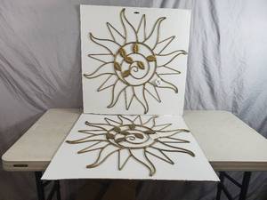 lot 227 image: 2 New Large Metal Sun Wall Hangings
