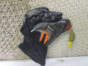 lot 330 image: (C-3) Metal Dog with Duck Decor Dat...
