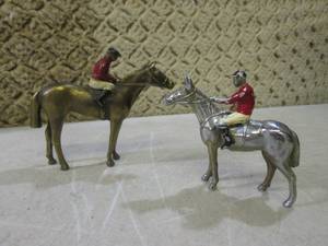 lot 25 image: (FS) 2 Vintage Metal Horse and Jock...