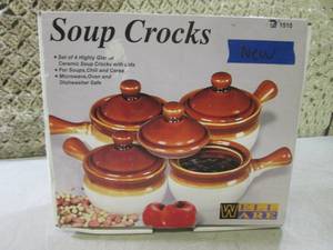 lot 321 image: (BS) Set of 4 Soup Crocks New...