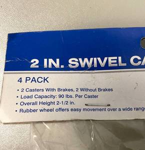 lot 21 image: Package of 4 Caster Wheels