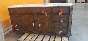 Regent 71 in. W Double Bath Vanity in English Burl with Marble Vanity Top in Galala Beige with White Basin (Scratch & Dent)