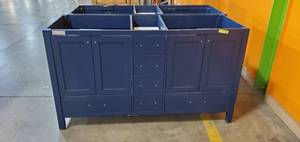 London 60 in W x 22 in D x 35 in H Vanity in Navy with Galaxy White Engineered Stone Vanity Top (Scratch & Dent)