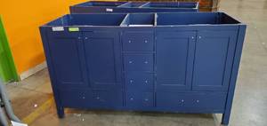 London 60 in W x 22 in D x 35 in H Vanity in Navy with Galaxy White Engineered Stone Vanity Top (Scratch & Dent)