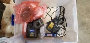 Bin of Battery Chargers, Batteries, and Various Items