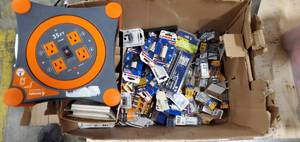 Box of New Hole Saws, Router Bits, and Various Items
