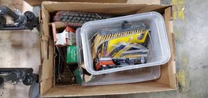 Box with Spax Screws, Irwin Bits, and Various Items