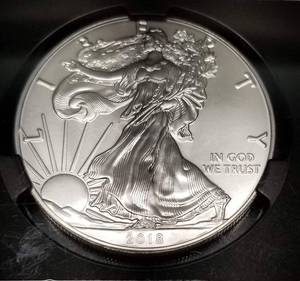 2018 AMERICAN SILVER EAGLE 1 TROY OZ .999 FINE SILVER MS70 MERCANTI SIGNED
