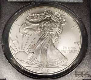 2012(S) AMERICAN SILVER EAGLE 1 TROY OZ .999 FINE SILVER MS70 PCGS