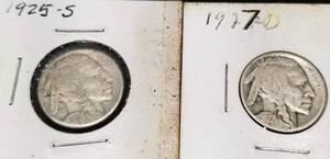 GROUP OF 6 US BUFFALO NICKELS 1925-S 1927-D 1931-S 1936 1936-S 1936-D