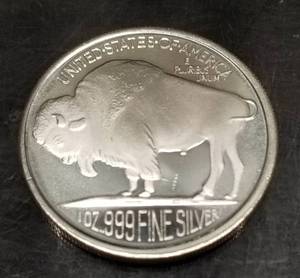 1 TROY OZ .999 FINE SILVER INDIAN BUFFALO DESIGN