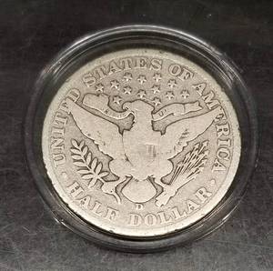 1915-D BARBER HALF DOLLAR IN AIRTITE