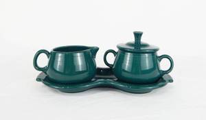 lot 3 image: New Evergreen Sugar and Cream Tray Set