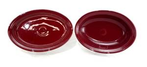 lot 25 image: Large Cinnabar Oval Platter and Cinnabar Oval Vegetable Bowl