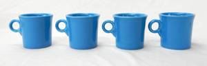 lot 43 image: Lot of 4 Peacock Ring Handled Mugs