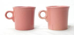 lot 45 image: Lot of 2 Rose Ring Handled Mugs