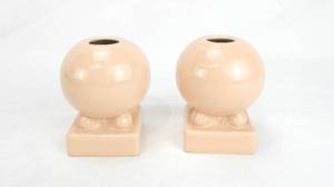 lot 76 image: Pair of Apricot Round Candleholders