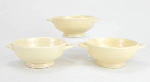 lot 62 image: Lot of 3 Vintage Ivory Cream Soup Bowls