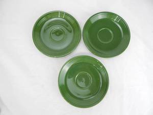 lot 152 image: Lot of 3 Vintage Forest Green Saucers