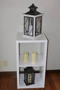 White Stand with fake candle dcor