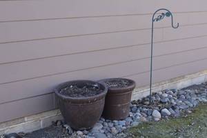 2 large plastic containers and Shepards hook