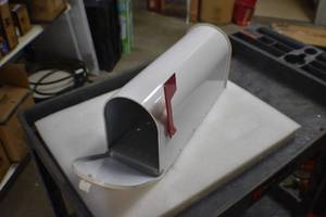 White metal mailbox