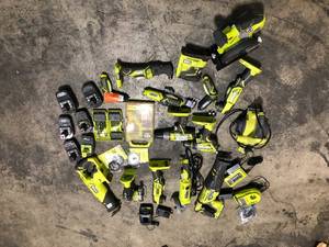 Lot of Assorted Ryobi Power Tools and accesories used Various Models and Conditions customer returns  See Pictures