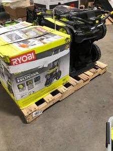Pallet of Ryobi Gas Pressure Washer and Lawn Mowers Customer Returns See Pictures