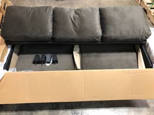 Wesley 31.5 in. Coffee Microfiber 4-Seater Tuxedo Sofa with Flared Arms by Lifestyle Solutions Customer Returns See Pictures