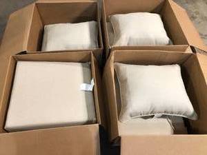 Pallet of 22 in. x 24 in. 2-Piece Deep Seating Outdoor Lounge Chair Cushion in Tan Leala by ARDEN SELECTIONS Customer Returns See Pictures