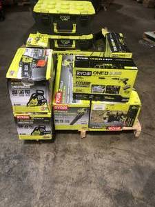 Pallet of Mixed LawnCare Power Tools and Tool Box See Pictures
