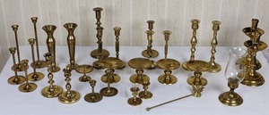 Stockpile of 30 Brass Candle Holders