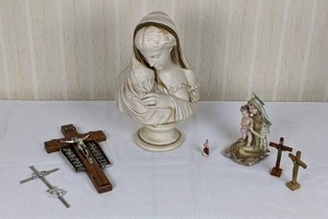 Collection of Crosses and Religious Figurines