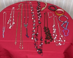 Assortment of Costume Jewelry Necklaces and Bracelets