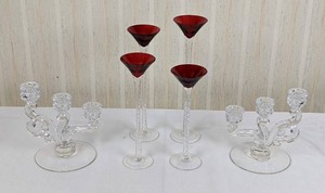 Assortment of Glass Candle Stick Holders