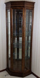 Floor Standing 5-Sided Lighted Corner Curio Cabinet
