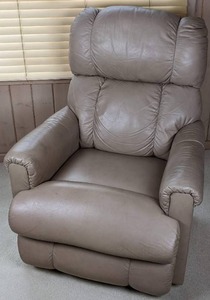 Leather Lever Recliner in Grey
