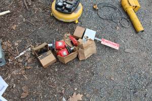 lot 525 image: Fire Emergency EXIT Alarm Box, Wall Switches (x2 in box), Alarms (x4), Bell (x1)